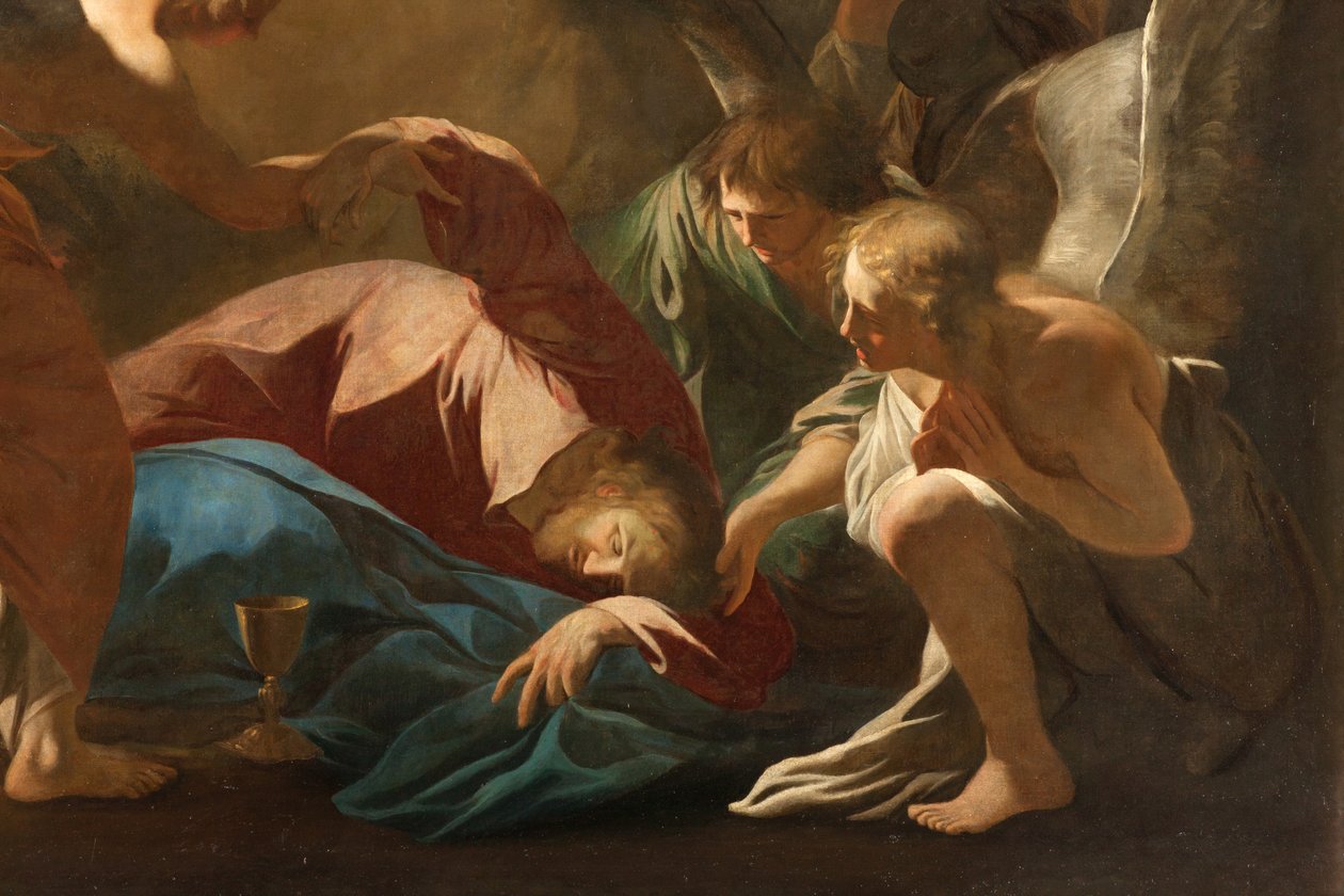 Milano, San Francesco da Paola-kirken, Andrea Pozzo, Englene støtter Jesus i Getsemane Have af Andrea Pozzo