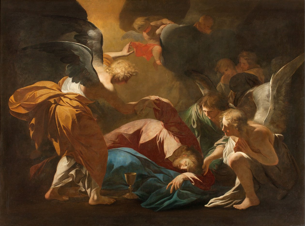 Milano, San Francesco da Paola-kirken, Andrea Pozzo, Englene støtter Jesus i Getsemane Have af Andrea Pozzo