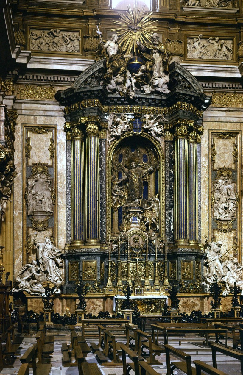 Statue af St. Ignatius af Loyola (alteret) i Jesu Kirke i Rom. af Andrea Pozzo