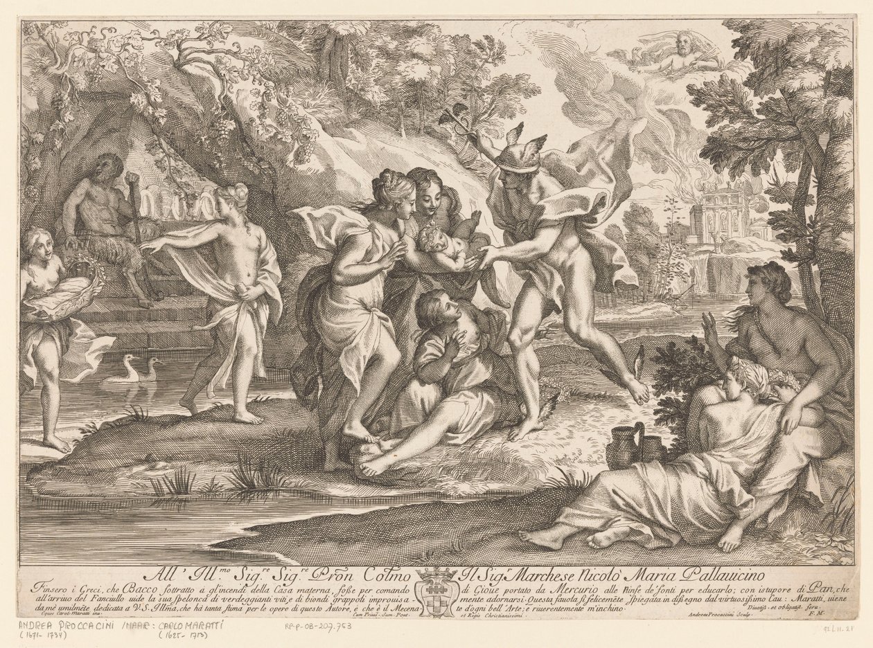 Merkur giver Bacchus til Nysas nymfer af Andrea Procaccini