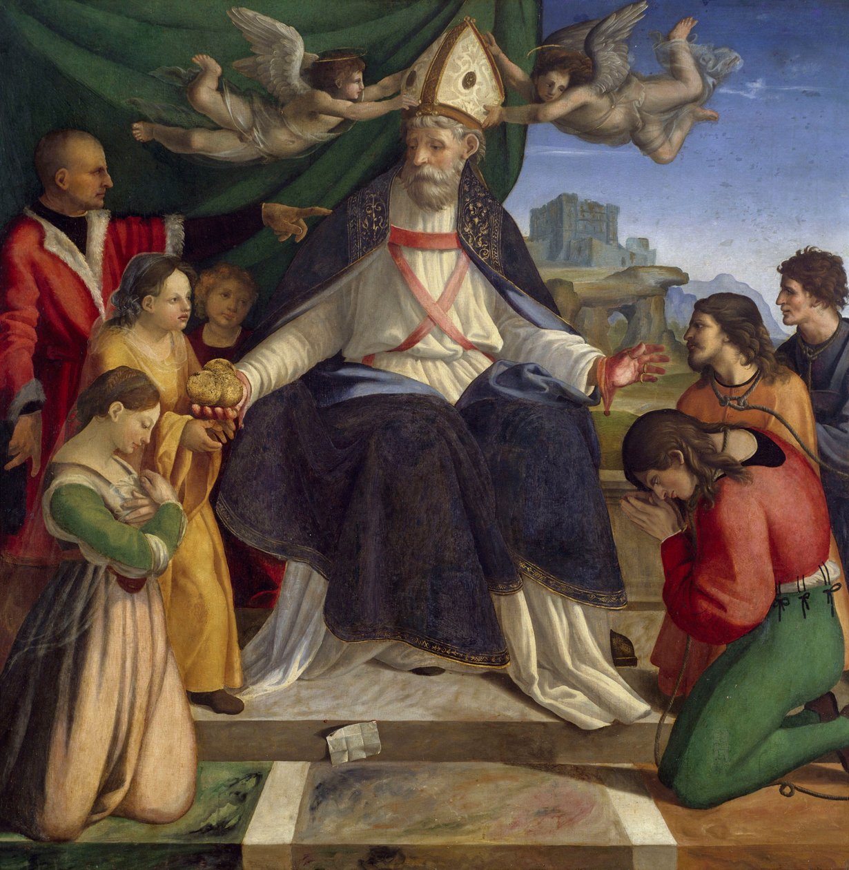 Sankt Nikolaus af Bari tronede af Andrea Sabatini