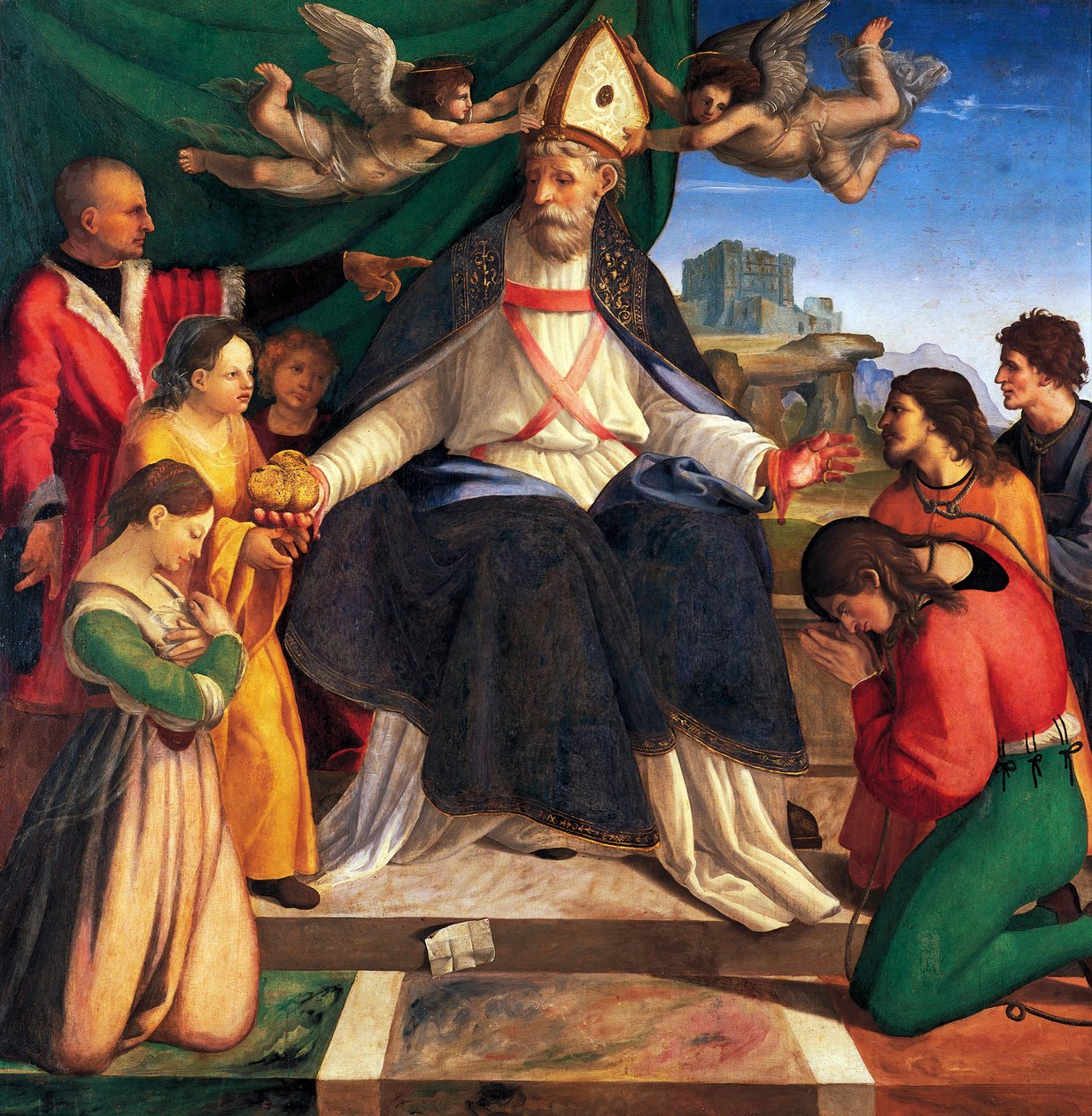 St Nicholas of Bari tronet af Andrea Sabatini (ca 1484-1530), olie på lærred af Andrea Sabatini