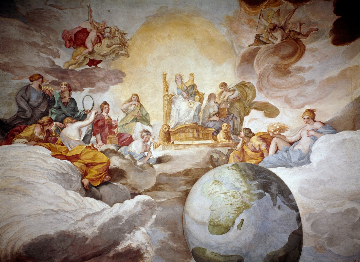 Guddommelig viden allegori. Fresco af Andrea Sacchi (1599-1661) 1629-1633 Palazzo Barberini, National Gallery of Ancient Art Rom af Andrea Sacchi