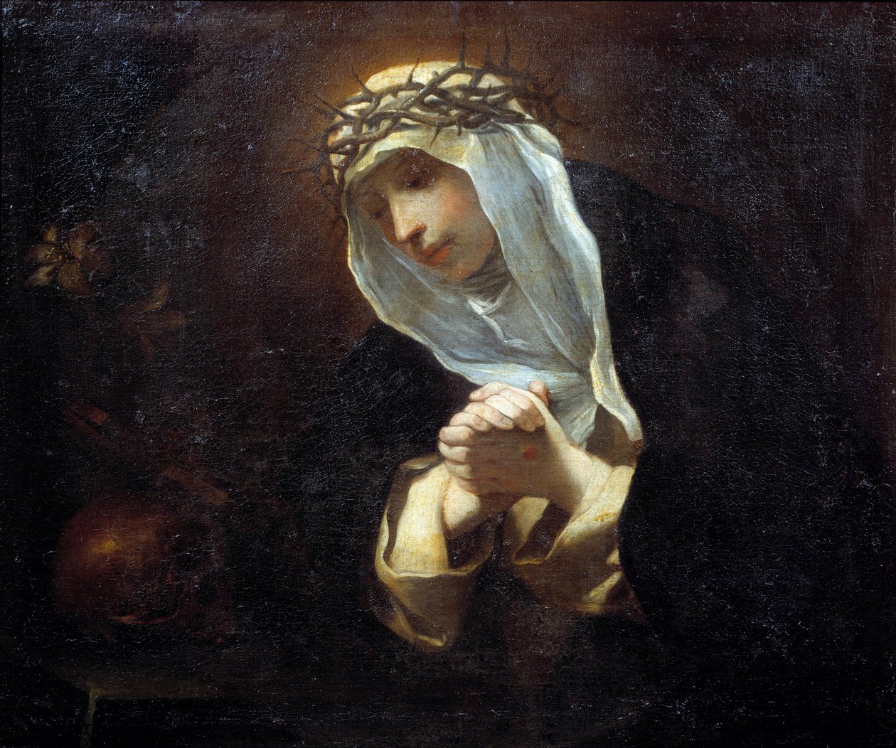 Repræsentation af Saint Catherine of Siena (1347-1380) (olie på lærred) af Andrea Sacchi
