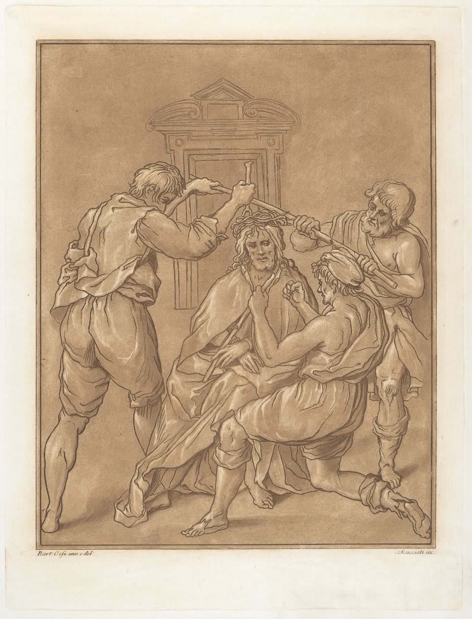 Kristus kronet med torne af Andrea Scacciati after Bartolomeo Cesi