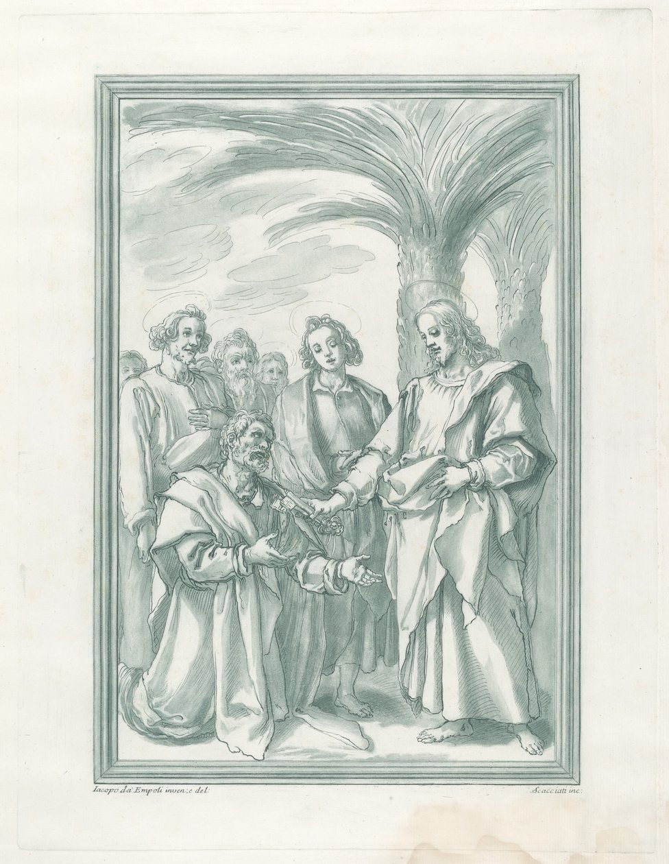 Kristus overdrager nøglerne til Sankt Peter af Andrea Scacciati after Jacopo Chimenti