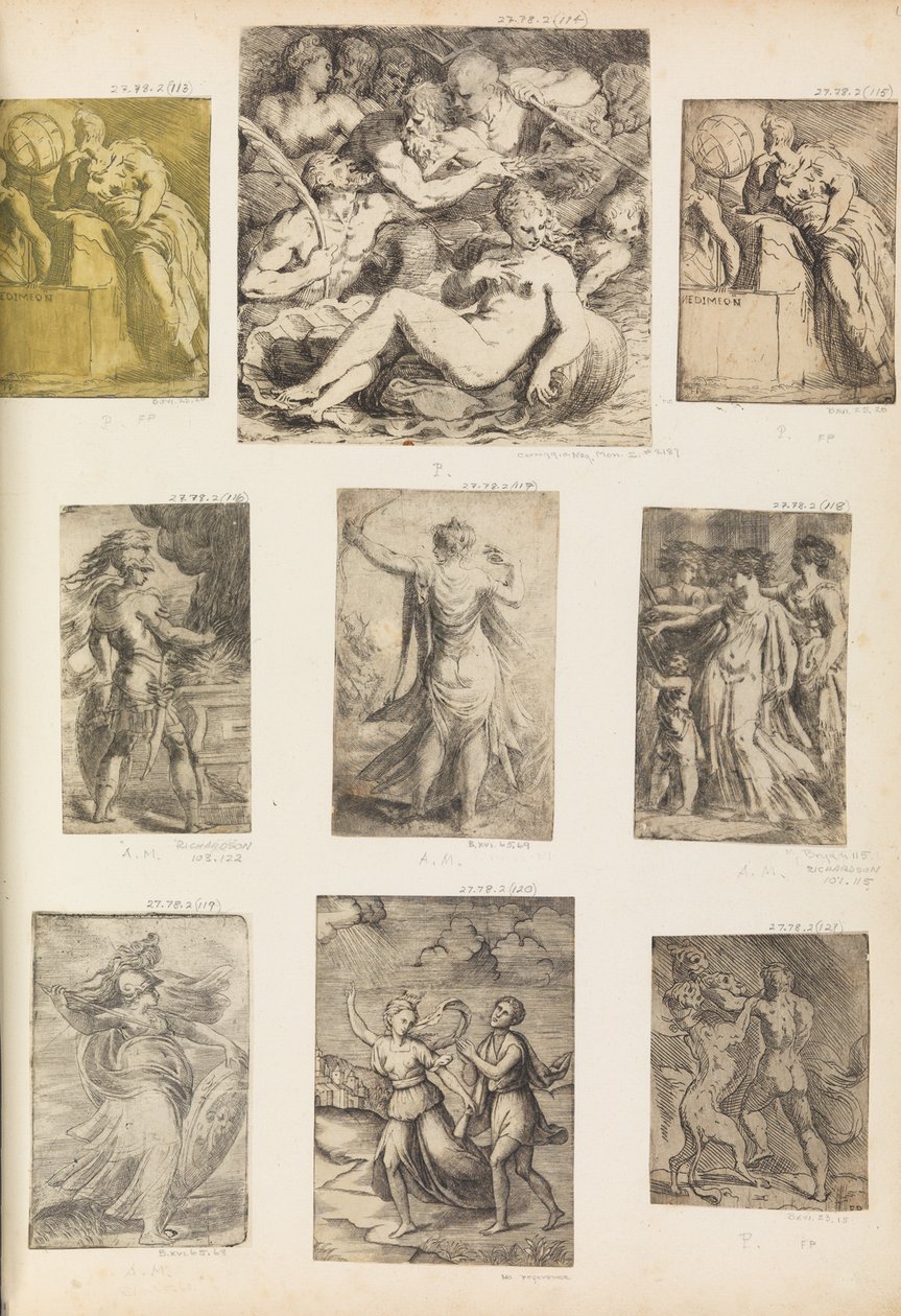 Bellona og andre mytologiske figurer, ca. 1540 . af Andrea Schiavone