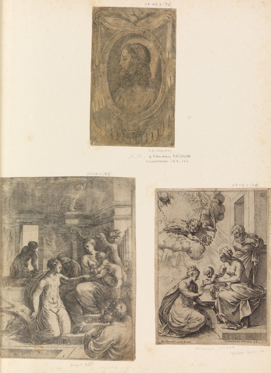Kristi hoved, jomfru og barn med den hellige katerina ca. 1550 . af Andrea Schiavone