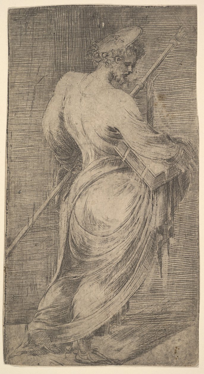 Saint James Major holder en stav og en bog mod højre, fra Kristus og Apo..., ca. 1548-50. af Andrea Schiavone