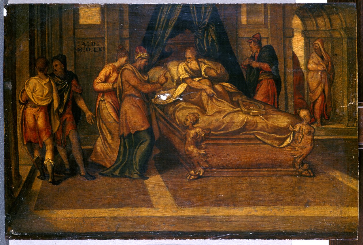 Scener fra historien om David, 1561 (tempera på fyrretræ) af Andrea Schiavone