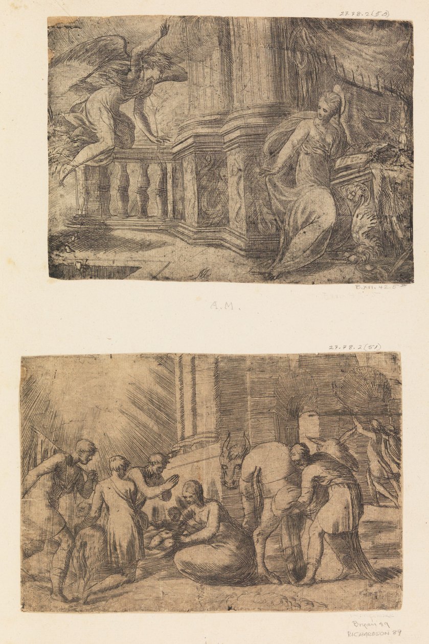 Bebudelsen, Hyrdernes tilbedelse, efter ca. 1552 . af Andrea Schiavone