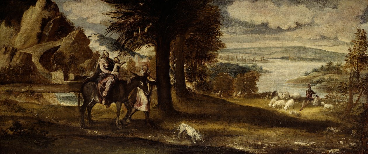 Flugten til Egypten, 154050. af Andrea Schiavone