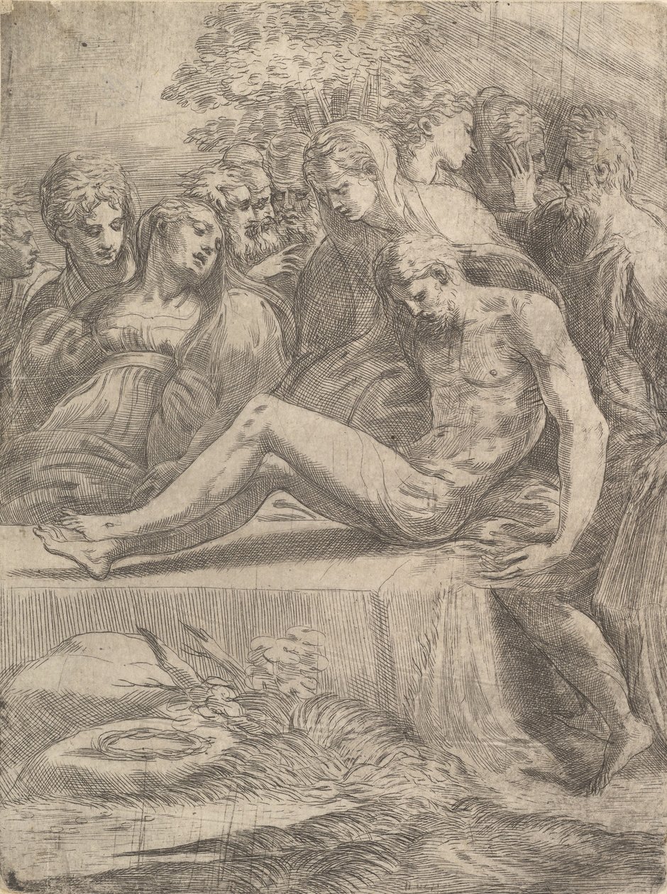 Klagesangen over den døde Kristus, ca. 1545-50. af Andrea Schiavone