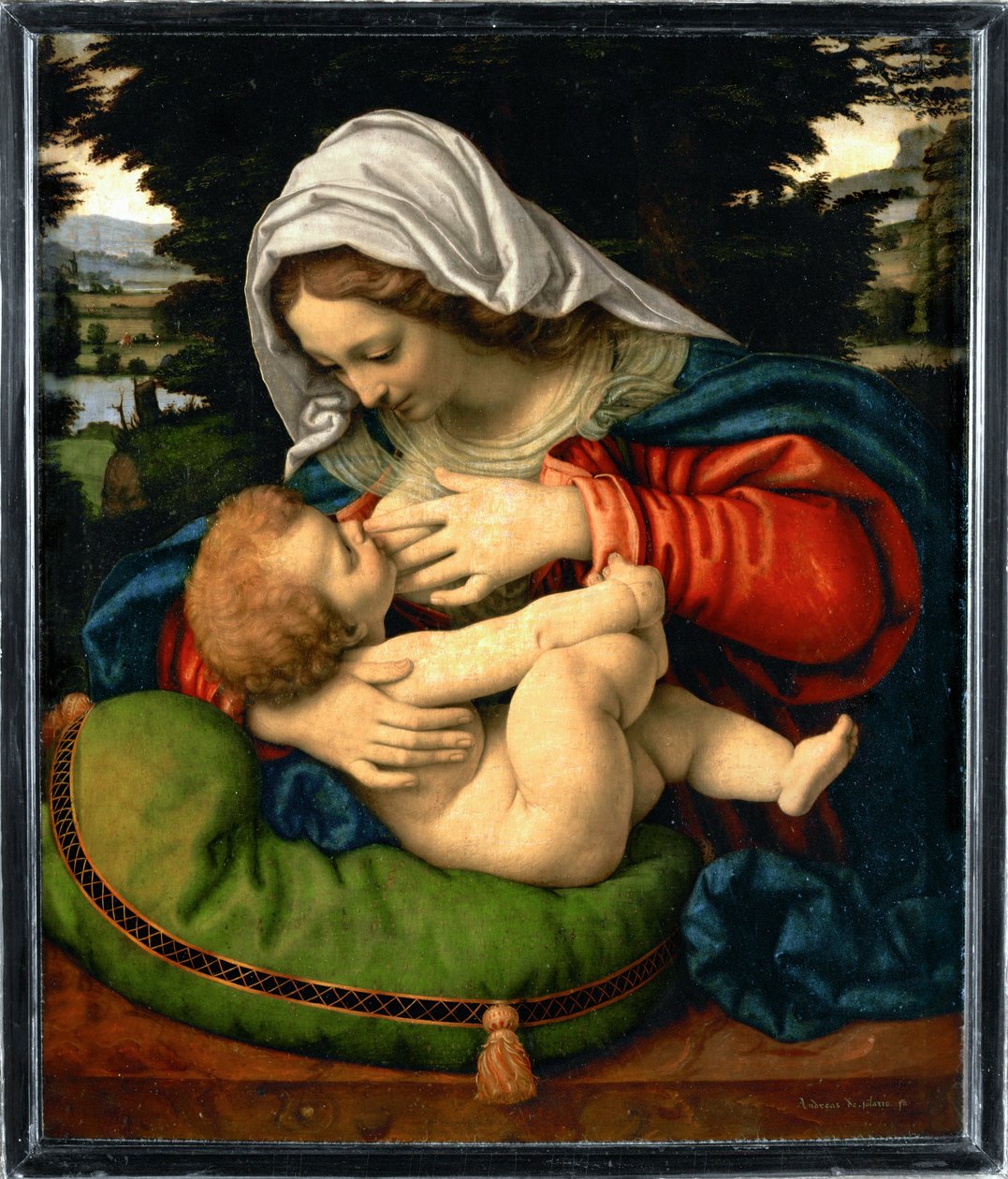 La Vierge au coussin vert - Madonna med grøn pude ... af Andrea Solario