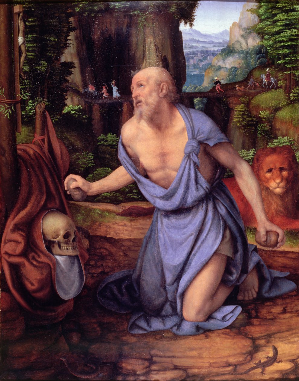 St. Hieronymus i vildmarken, ca. 1510-15 (olie på panel) af Andrea Solario