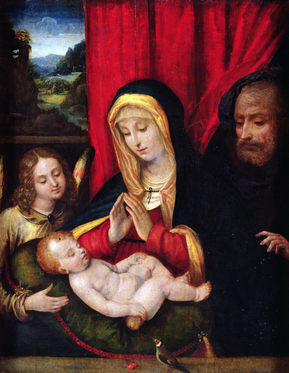 Den hellige familie (olie på træ) af Andrea Solario