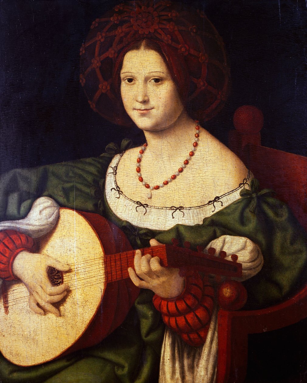 Lute-spilleren af Andrea Solario (CA 1465-1524), olie på lærred, 64x52 cm. Italien af Andrea Solario