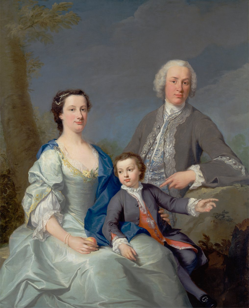 Sir Robert og Lady Smyth med deres søn, Hervey af Andrea Soldi