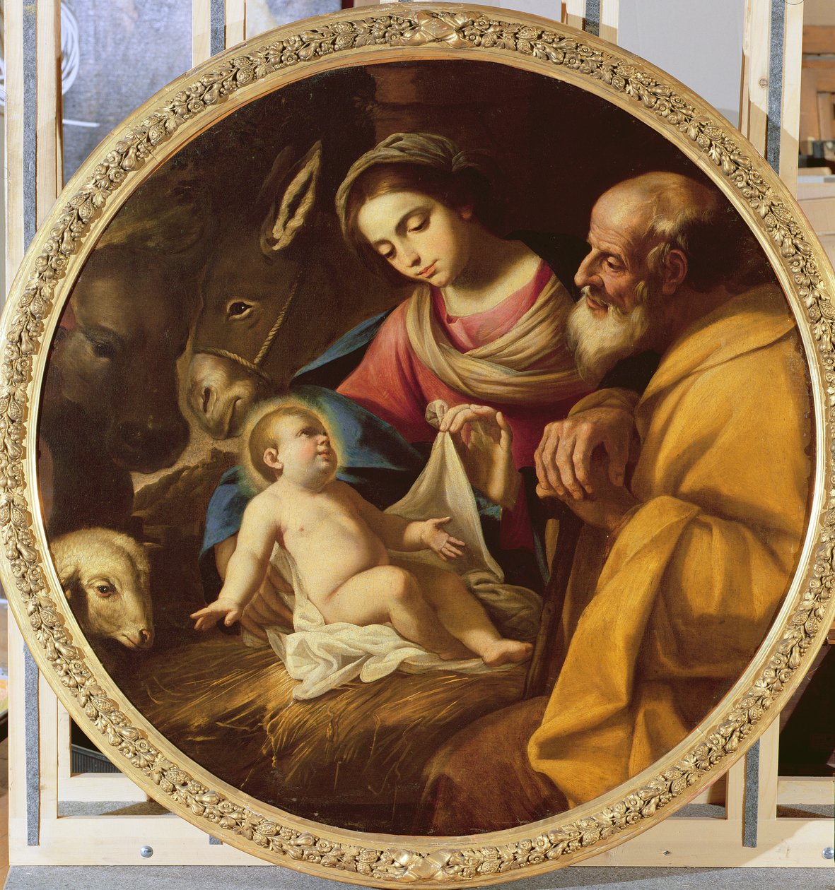 Hellig familie (tondo) af Andrea Vaccaro