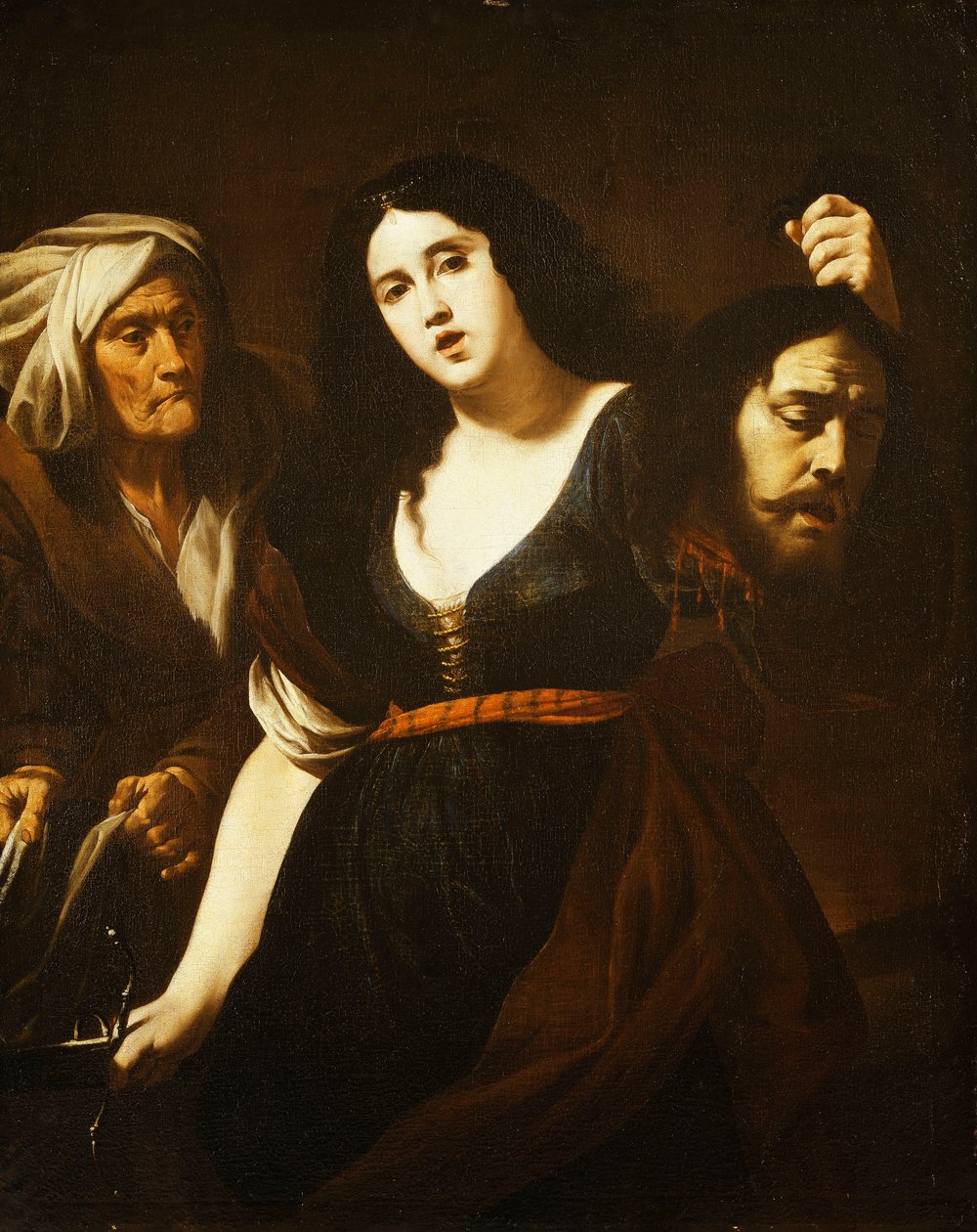 Judith holder hovedet af Holofernes, ledsaget af en tjenestepige, ca. 1625-30 af Andrea Vaccaro