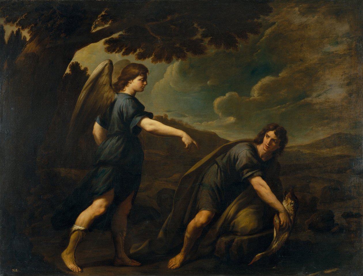Englen og Tobias med fisken, ca. 1640 af Andrea Vaccaro