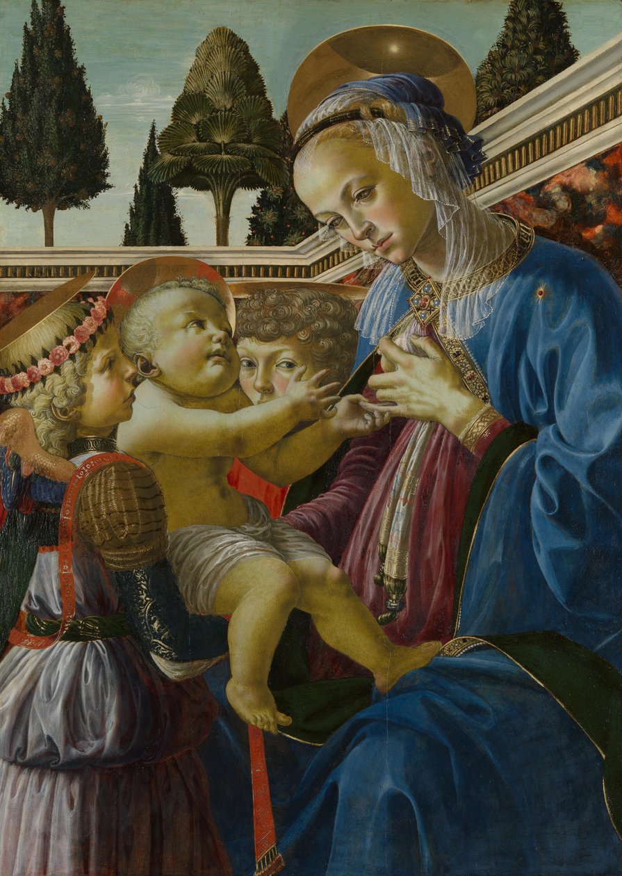 Madonna med barn og to engle af Andrea Verrocchio