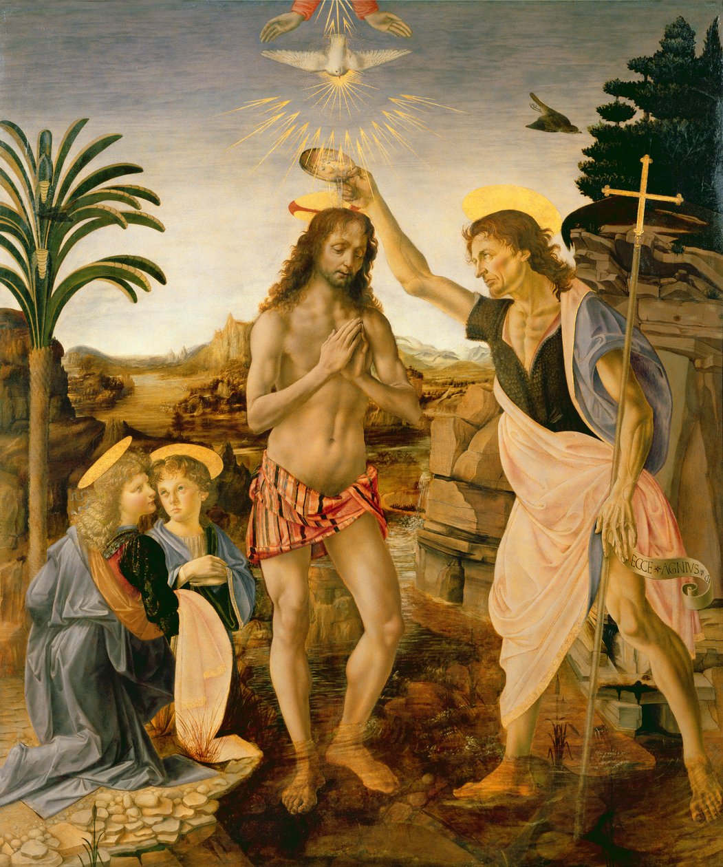 The Baptism of Christ af Johannes Døberen, ca. 1475 af Andrea and Vinci Verrocchio