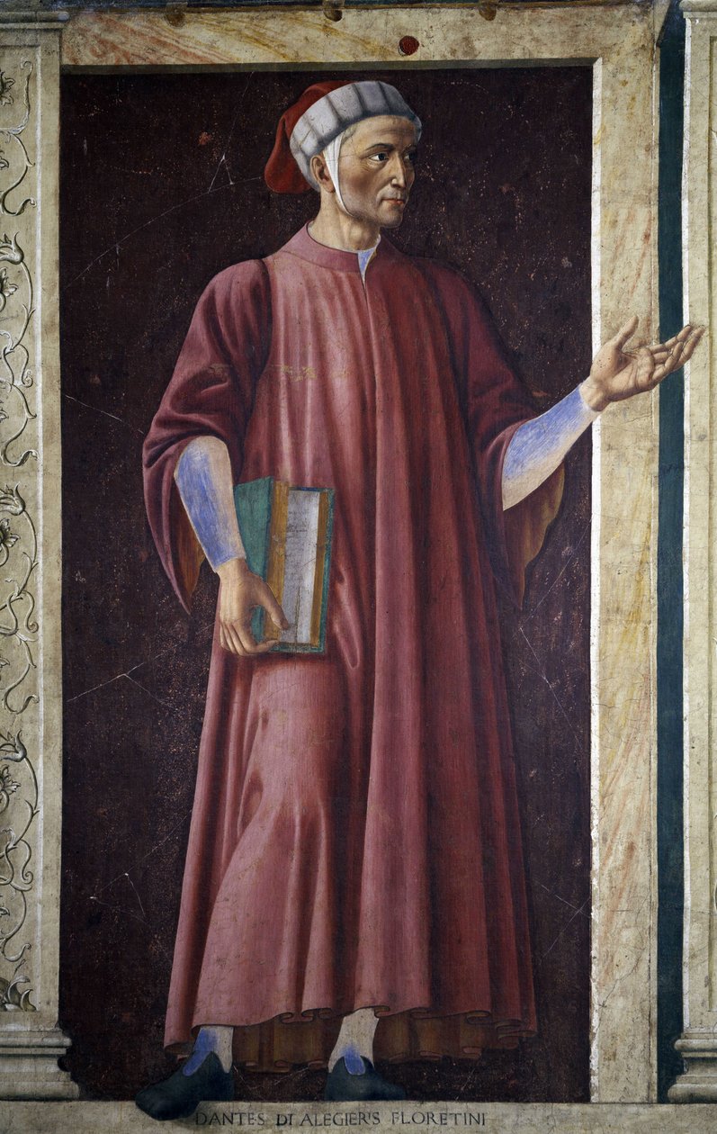 Dante Alighieri fra Villa Carducci-serien af berømte mænd og kvinder, ca. 1450 (fresko lagt på lærred) af Andrea del Castagno