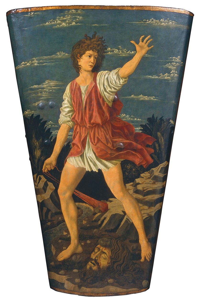 David med Goliats hoved, ca. 1450-55 (tempera på læder på træ) af Andrea del Castagno