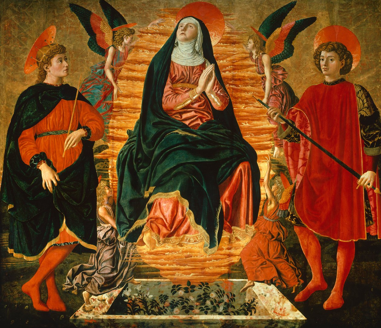 Jomfruens antagelse og de hellige Julian og Miniato, af Andrea del Castagno (ca 1421-1457) af Andrea del Castagno