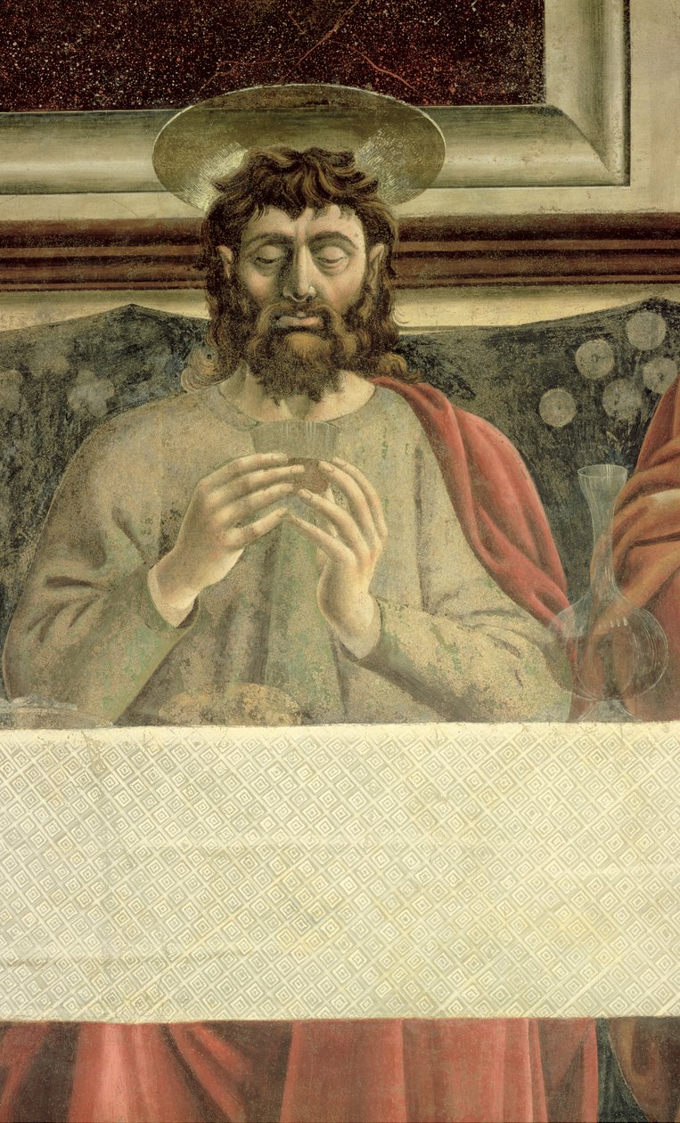 Den sidste nadver, detalje af St. James the Greater, 1447 freskodetalje af 85172 af Andrea del Castagno