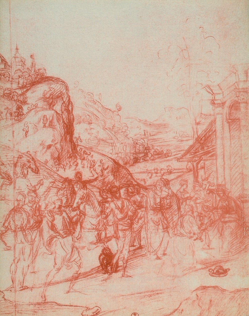 Tilbedelse af Magi, tegning af Andrea del Sarto. Kabinet for tegninger og tryk, Uffizi Gallery, Firenze af Andrea del Sarto