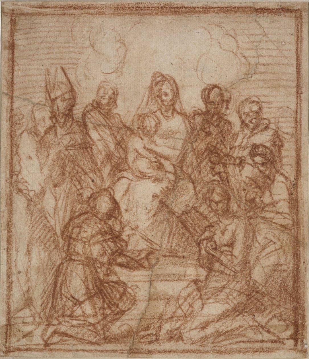 Enthroned Madonna with Child and eight saints Composition study, 1528 af Andrea del Sarto