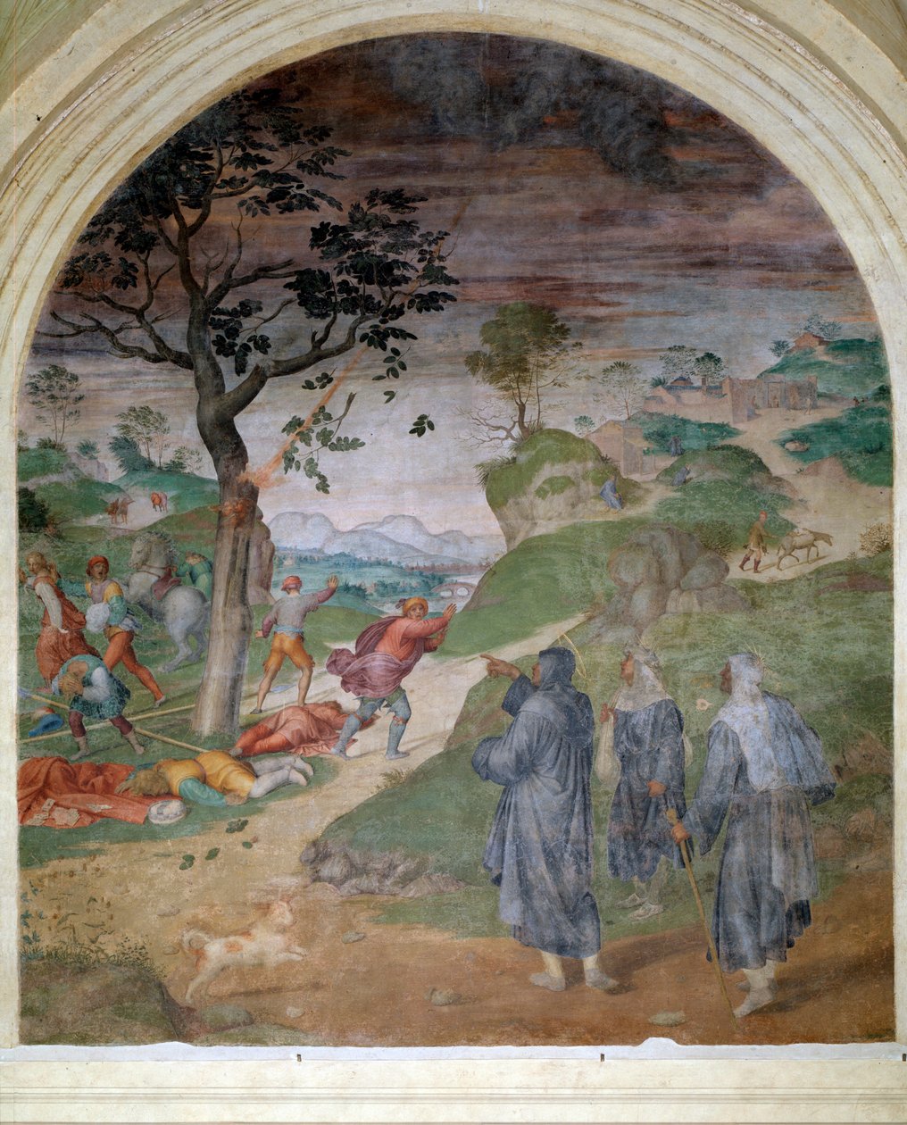 St. Philip Benizis liv: straffen for syndere (Fresco af Andrea del Sarto
