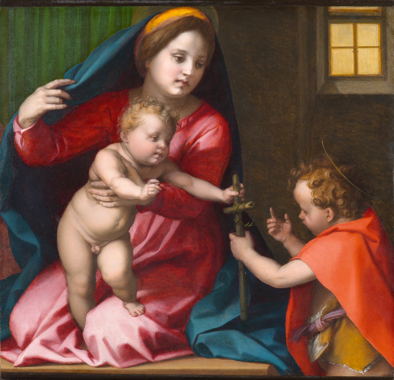 Madonna og barn med Johannes Døberen, omkring 1528 (olie på panel) af Andrea del Sarto