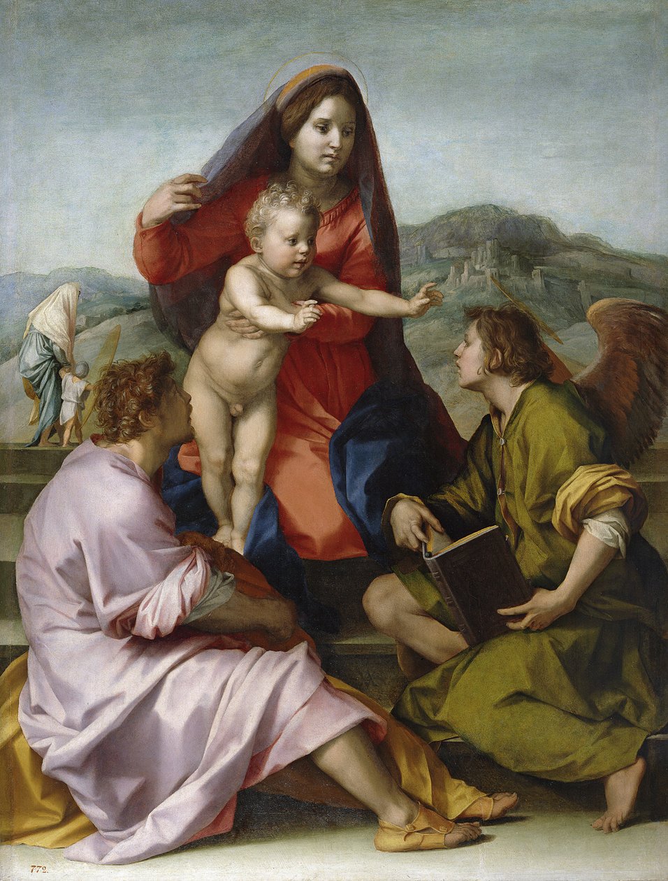 Madonna og barn med Saint Matthew og englen af Andrea del Sarto
