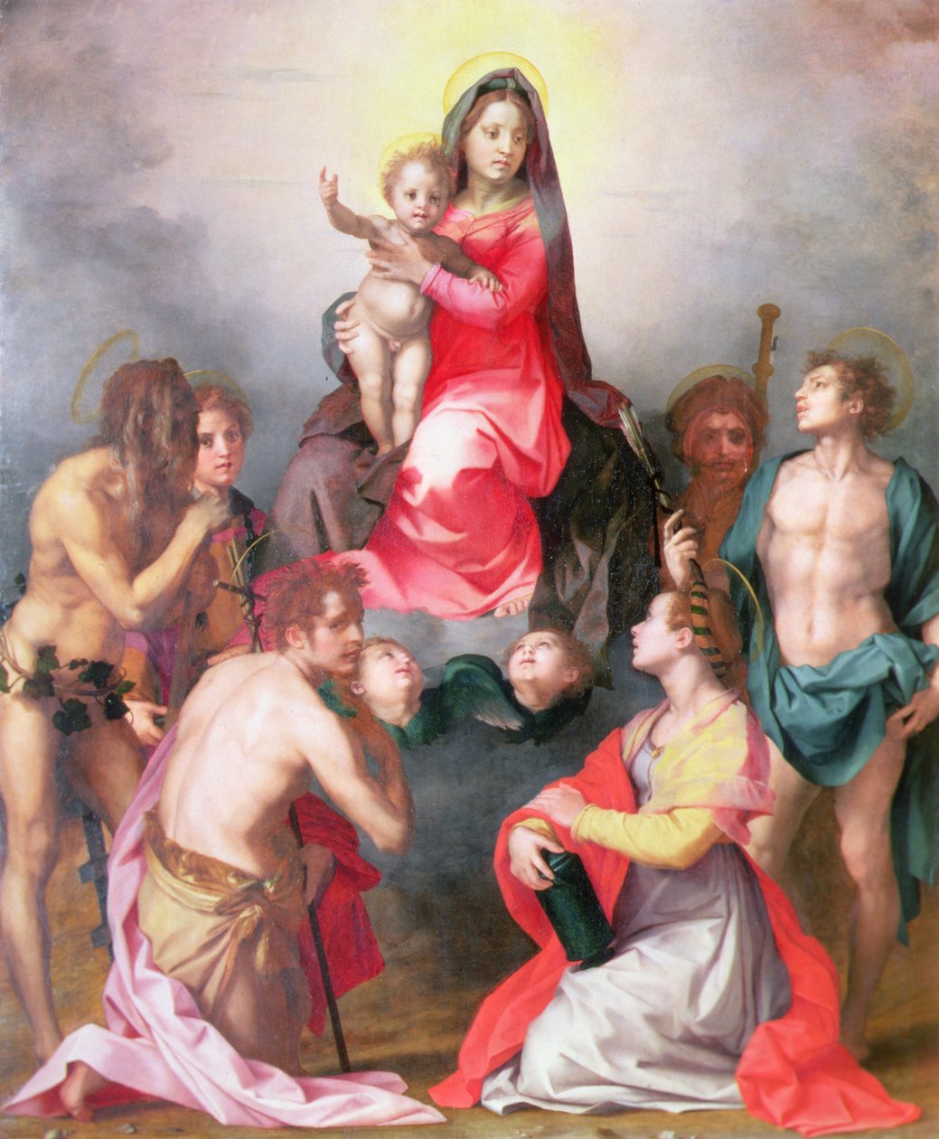 Madonna og barn med hellige af Andrea del Sarto