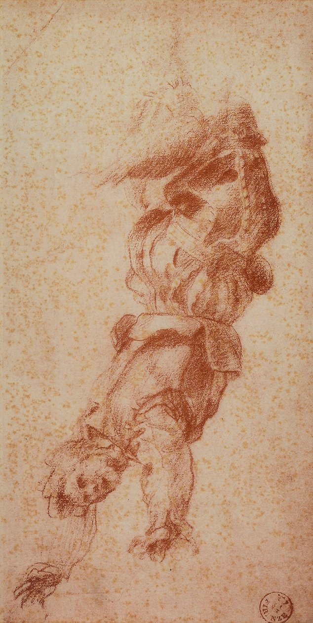 Onde skikkelser; tegning af Andrea del Sarto. Kabinet for tegninger og tryk, Uffizi Gallery, Firenze af Andrea del Sarto