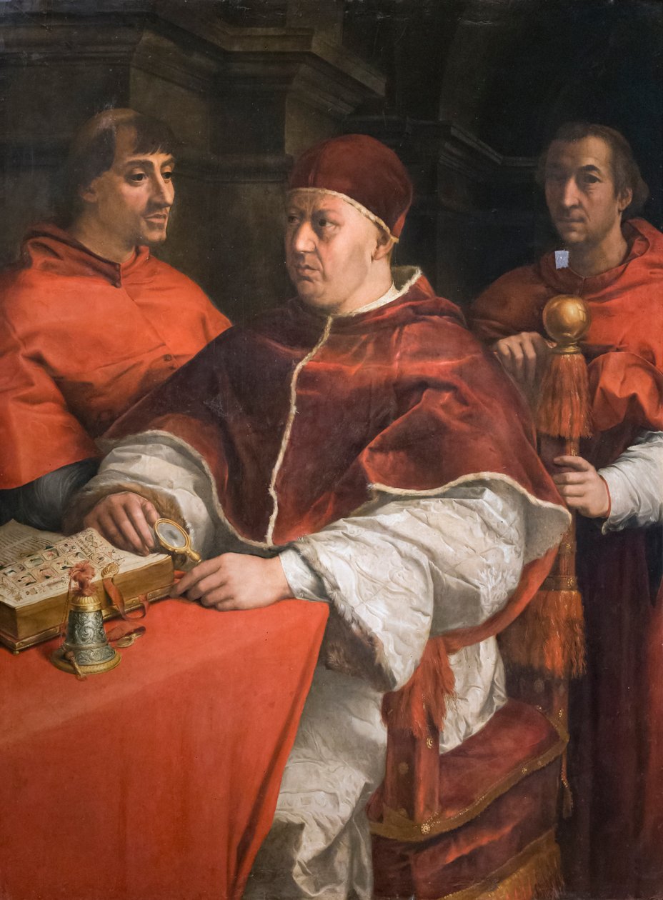 Portræt af pave Leone X med to kardinaler af Andrea del Sarto