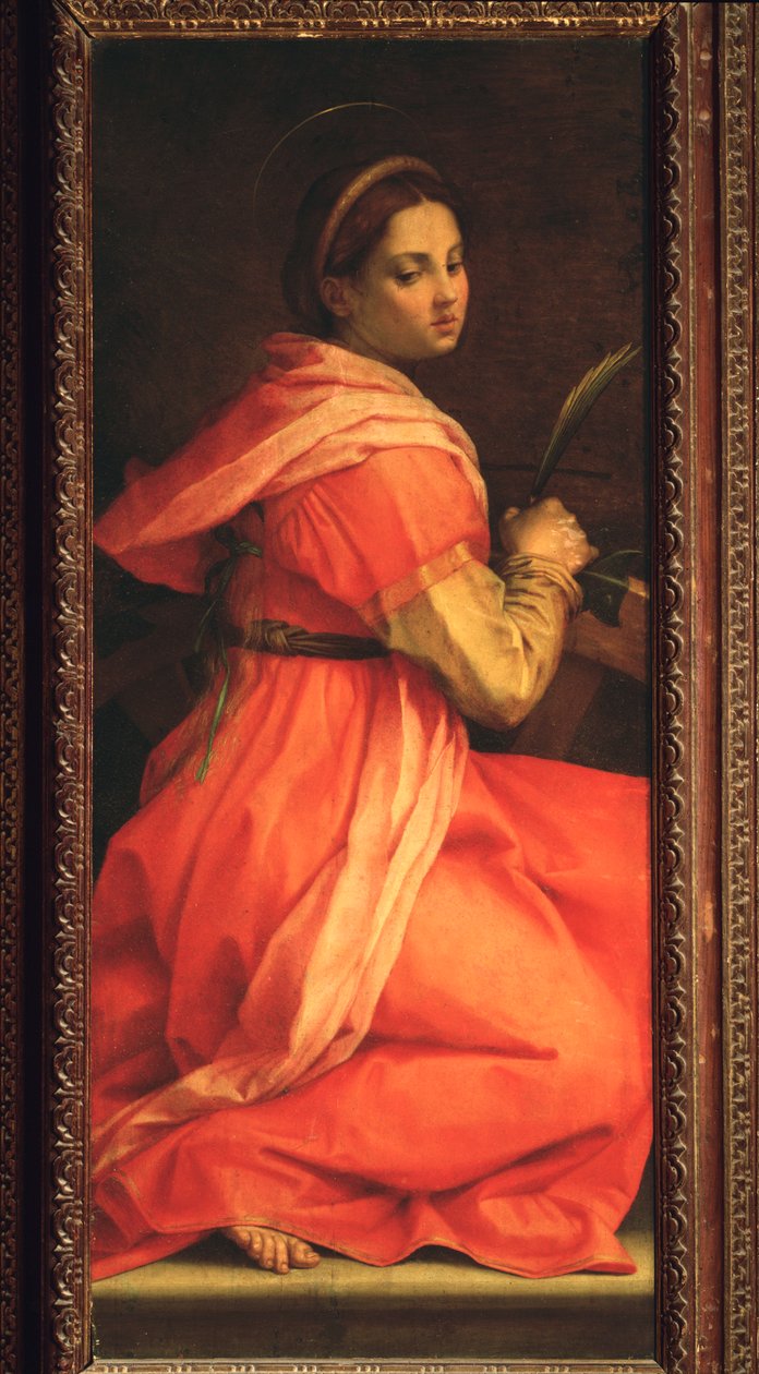 Den hellige Katarina af Alexandria, St. Agnes altertavle (maleri, 1525-1528) af Andrea del Sarto