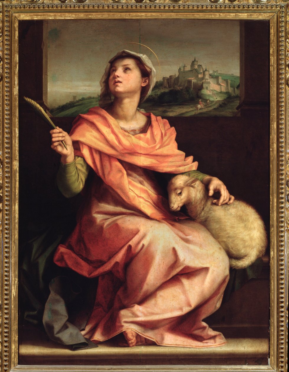 Santa Agnes af Rom, altertavle af St. Agnes (maleri, 1525-1528) af Andrea del Sarto