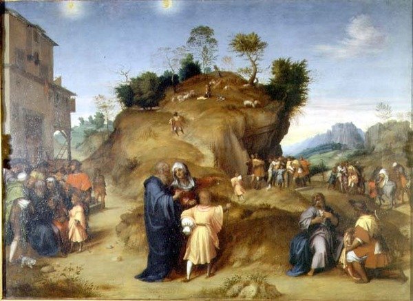 Scener fra St. Josephs barndom (olie på panel) af Andrea del Sarto