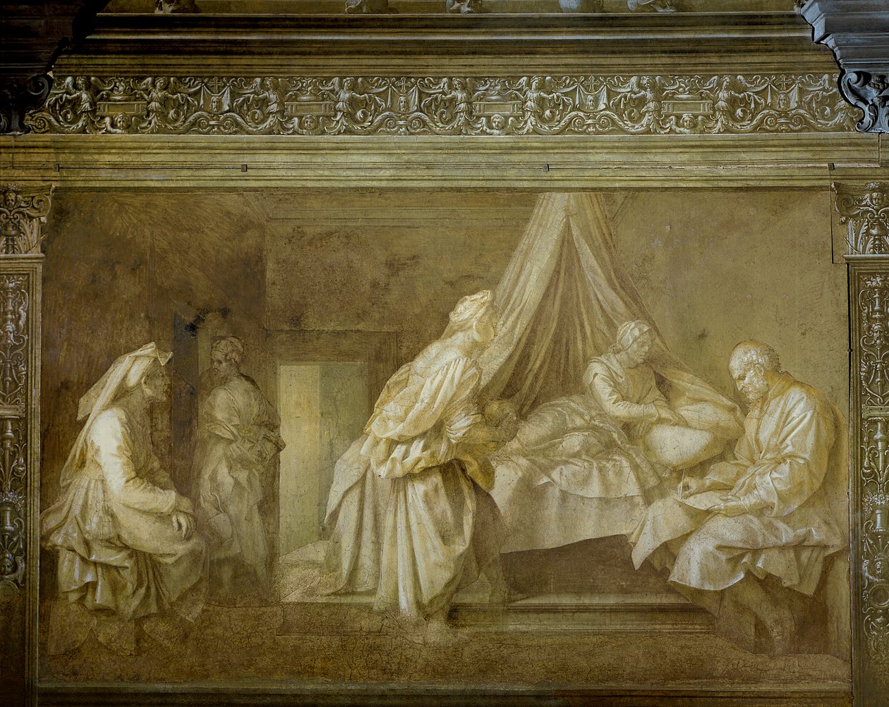 Stories of St John af Andrea del Sarto (1486-1530), fresco, Detail, Cloister of Scalzo, Firenze af Andrea del Sarto