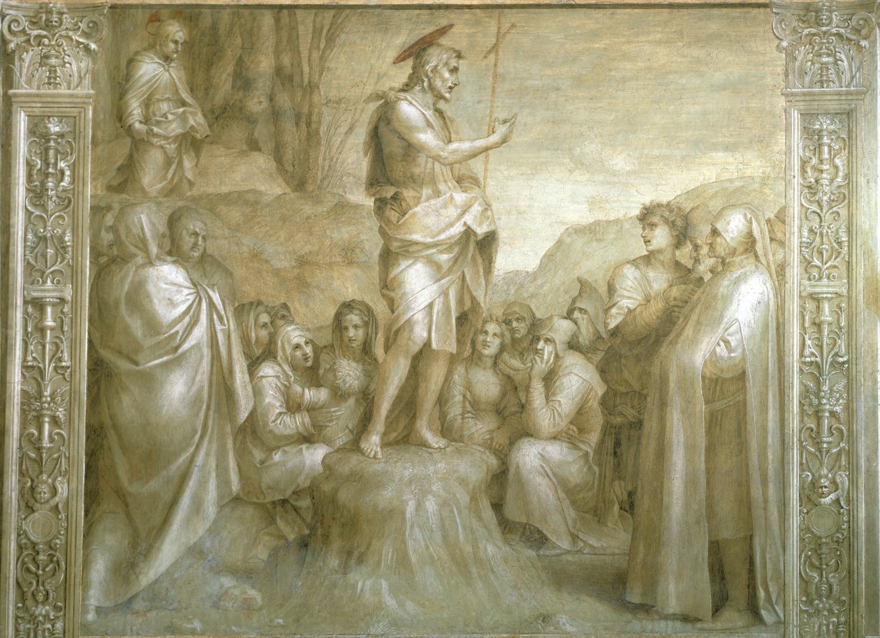 Stories of St John af Andrea del Sarto (1486-1530), fresco, Detail, Cloister of Scalzo, Firenze af Andrea del Sarto