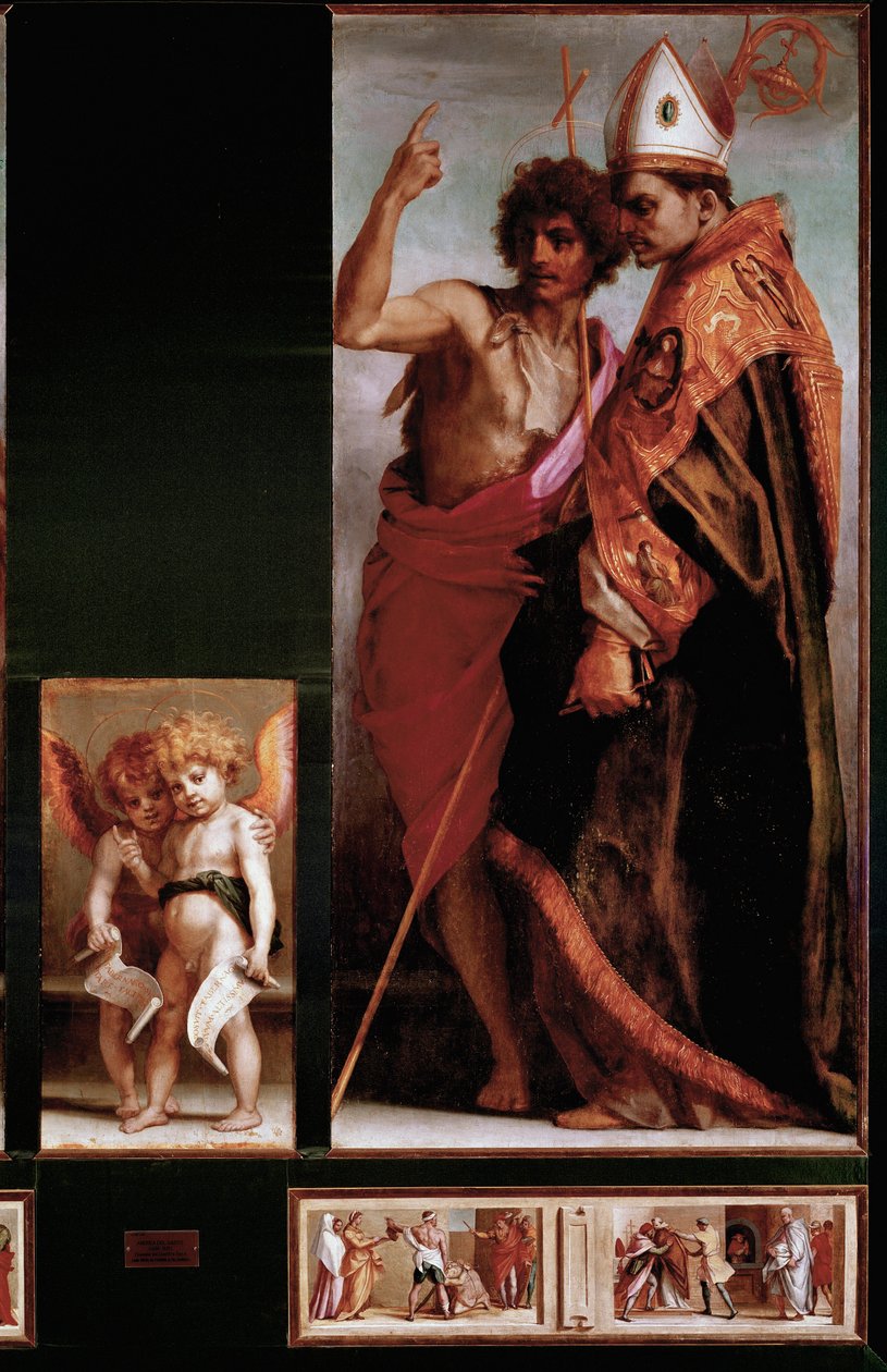 Vallombrosa-altertavle: Johannes Døberen og St. Bernard degli Uberti, sidepaneler. (olie på panel af Andrea del Sarto