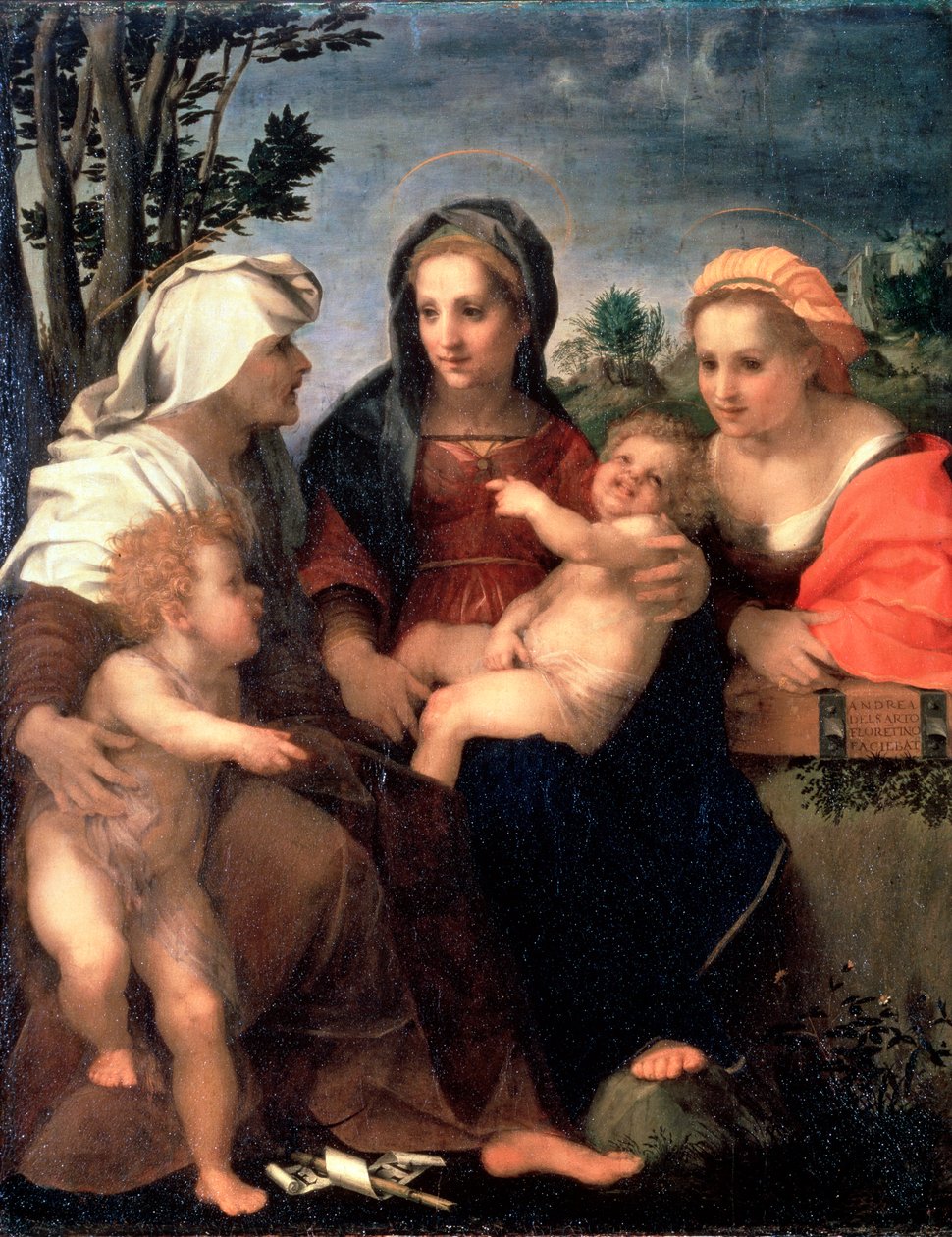 Jomfru og barn med de hellige Catherine, Elisabeth og Johannes Døberen, 1510