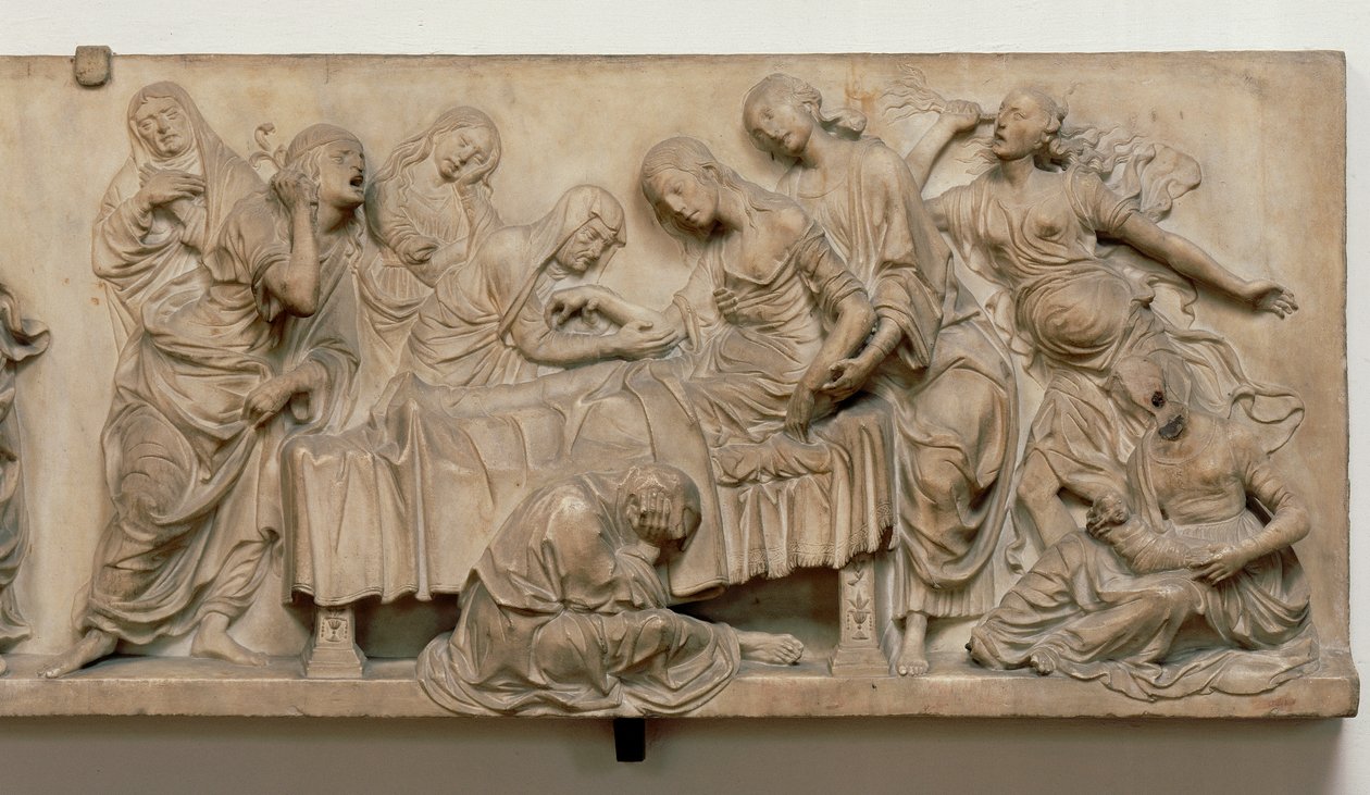Relief, der viser Francesca Tornabuonis død af Andrea del Verrocchio