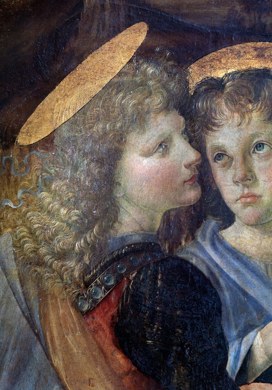 Kristi dåb, detalje - olie og tempera på panel af Andrea del Verrocchio