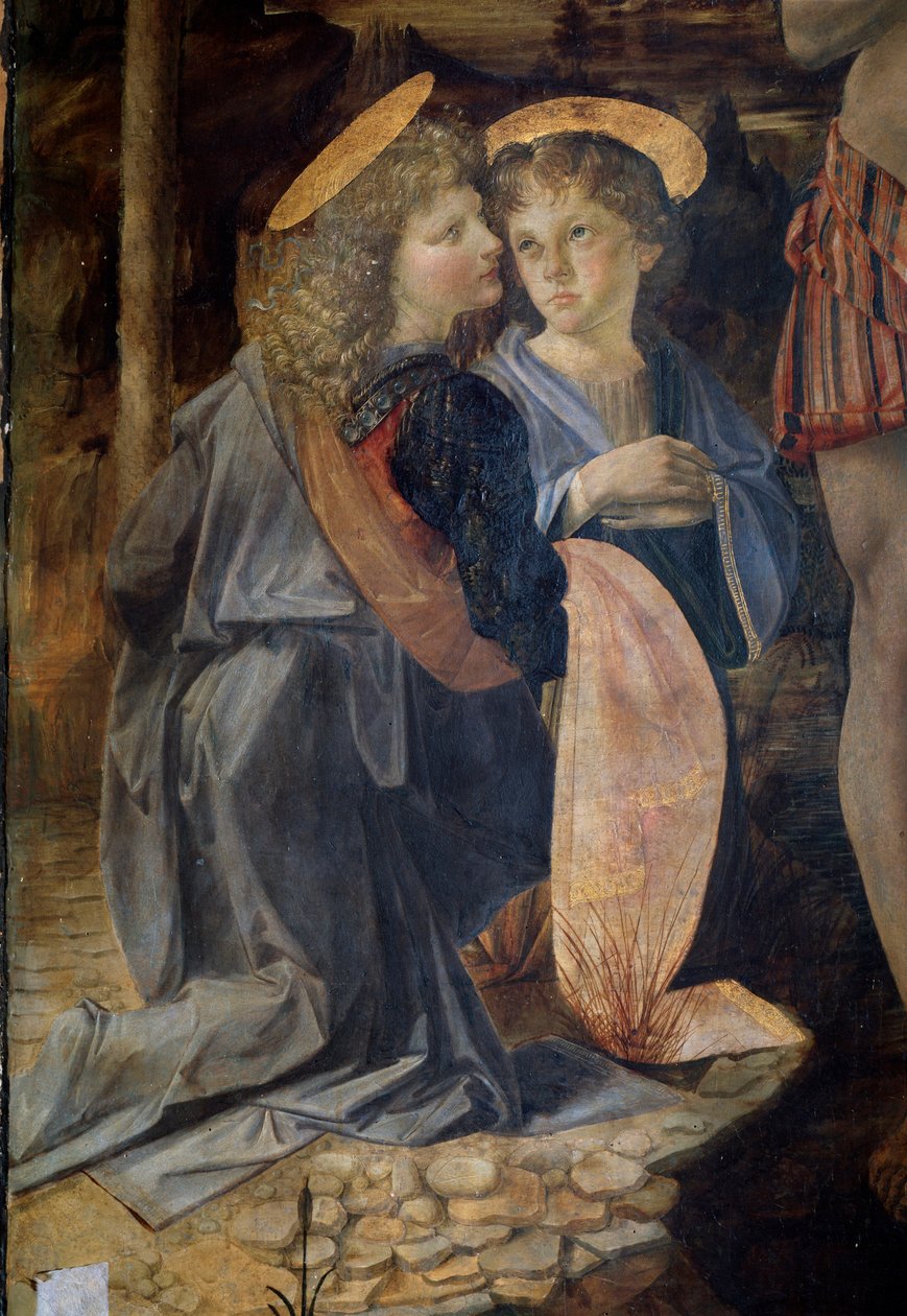 Kristi dåb, detalje - olie og tempera på panel af Andrea del Verrocchio
