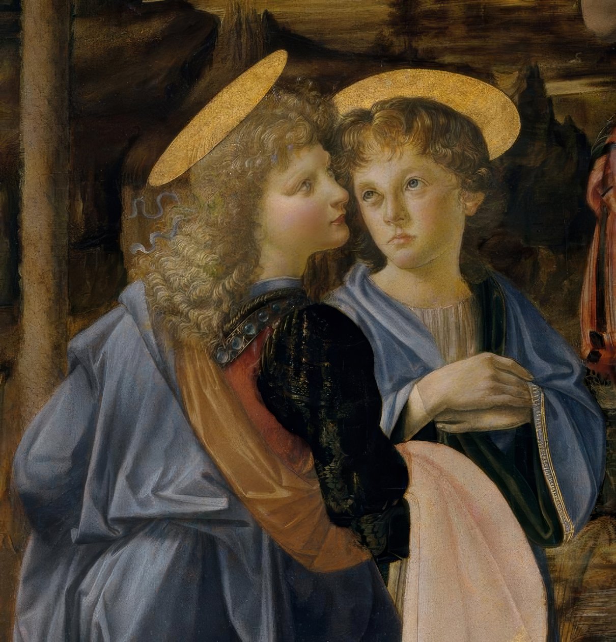 Verrocchio og. Leonardo, engel fra Kristi dåb af Andrea del Verrocchio